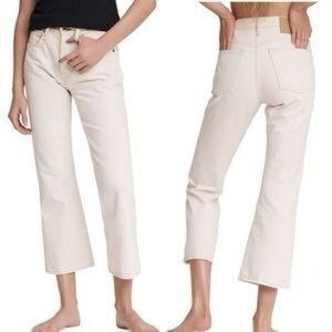 RAG & BONE Women's Maya High-Rise Cropped Flare Ecru Cream Pants Size 27